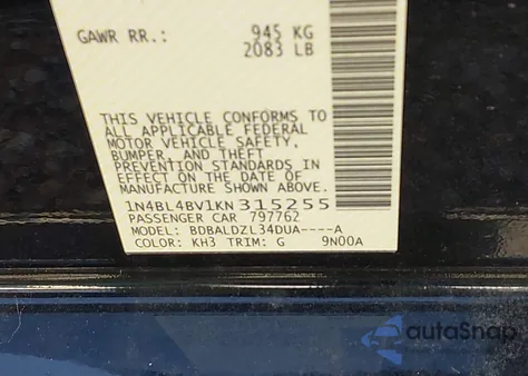 2019 Nissan Altima 2.5 S z USA, uszkodzony, nr VIN 1N4BL4BV1KN315255